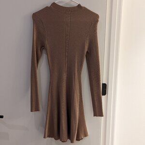 SAGE The Label Ribbed Dress in Taupe